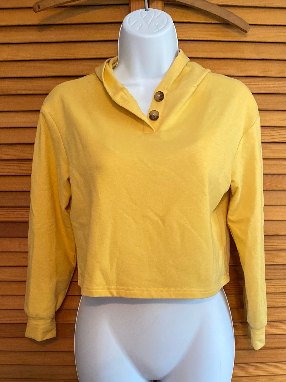 Cropped Yellow Button-Accent Women's Top